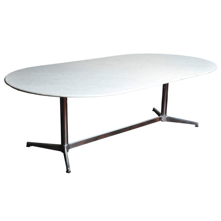 Impressive MidCentury Modern Carrara Marble Top Table at 1stDibs