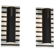 Pair of Black Stripe Painted Metal Wall Sconces, French, 1960s 1