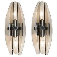 Pair of Grey Glass Sconces by Veca 7