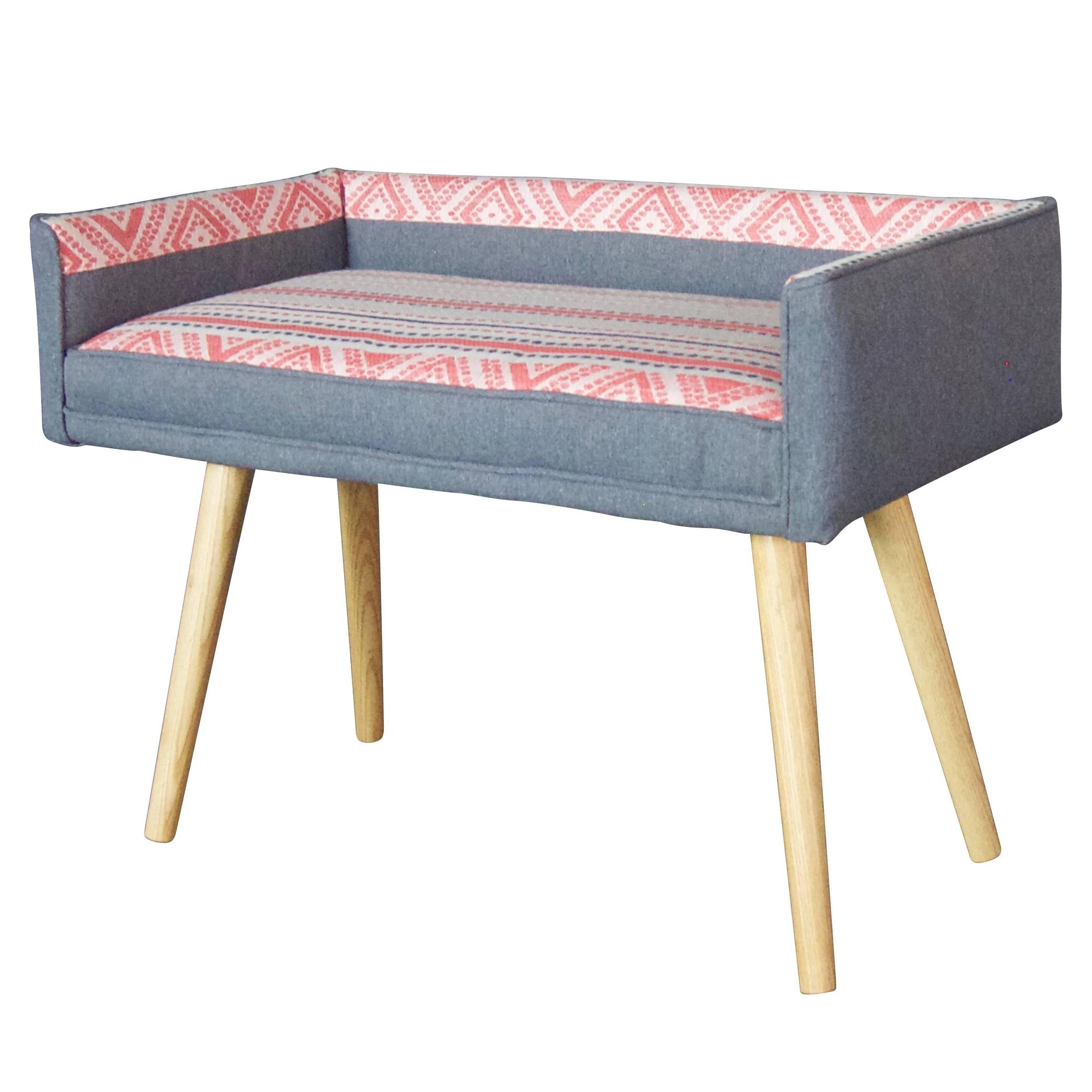 Studio Series Vanity Size Stool: Gray with Ribbon Detail by Maki (in stock) For Sale