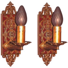 Pair of 1920s French Inspired Sconces in Original Finish