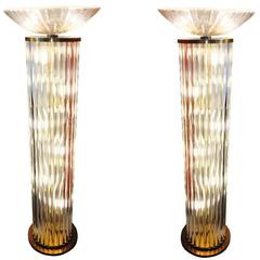 Rare Pair of Venini Glass Rod Floor Lights