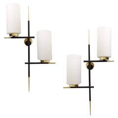 Pair of Large 1960s Lunel Mid-Century French Sconces, Modernist Stilnovo Style 8