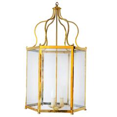 Large 18th Century Georgian Style Brass Frame Lantern, circa 1920 5