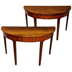 Pair of English George III Mahogany Demilune Side Tables, circa 1780 6
