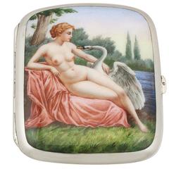 Antique Austro-Hungarian Silver and Erotica Enamel Cigarette Case