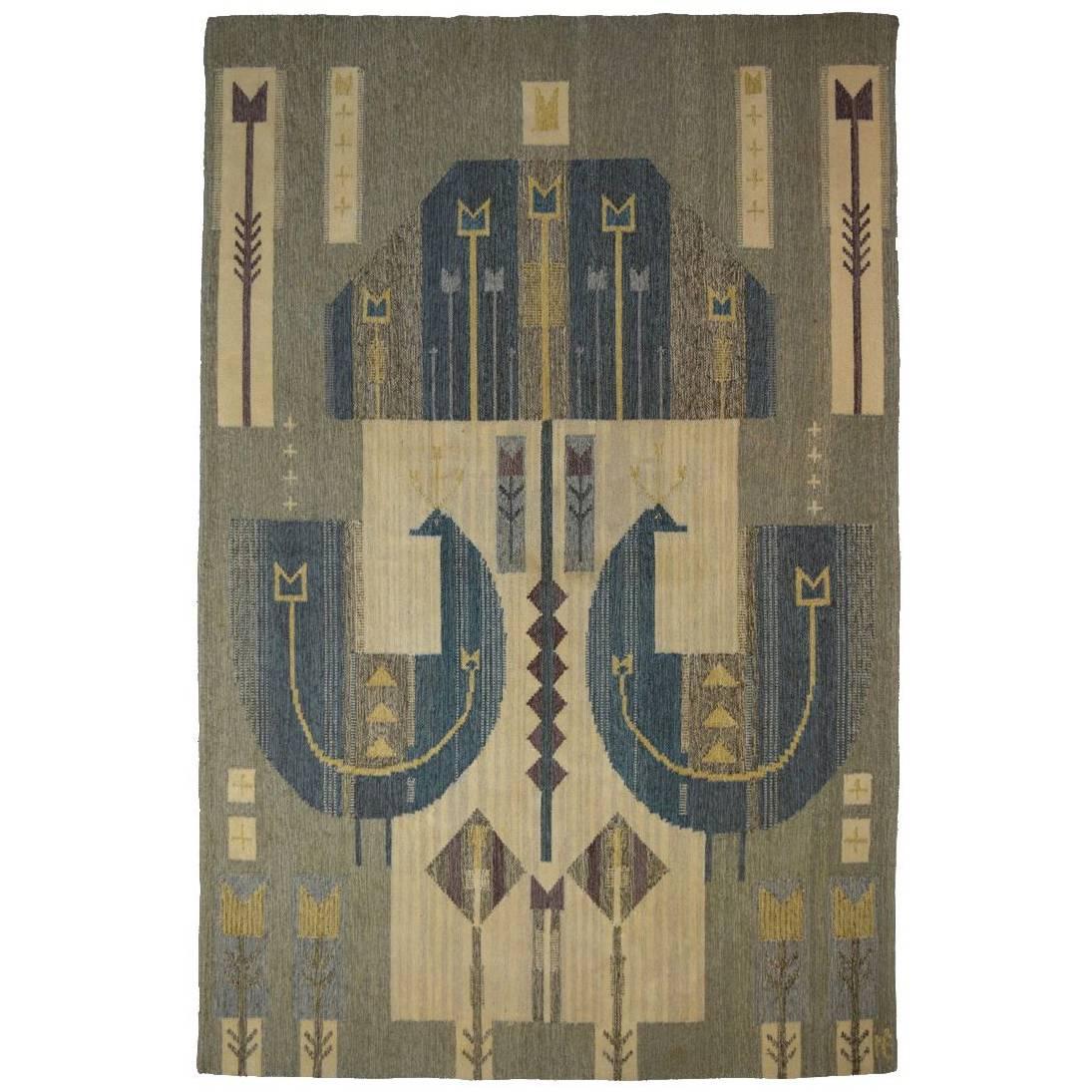 Rare, Mid-20th Century, Swedish Signed Tapestry Rug For Sale