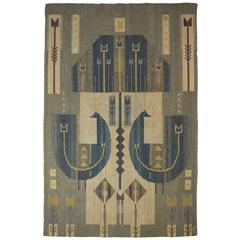 Rare, Mid-20th Century, Swedish Signed Tapestry Rug