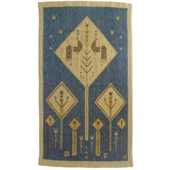 Rare, Mid-20th Century, Swedish Signed Tapestry Rug
