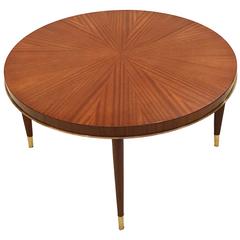 Round Cocktail Table in African Mahogany and Bronze by Josef Decoene