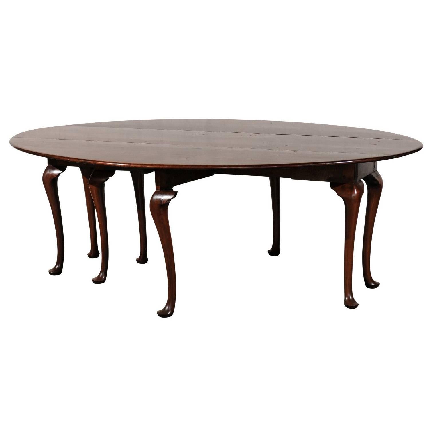 Large 20th Century Queen Anne Style Gateleg Dining Table
