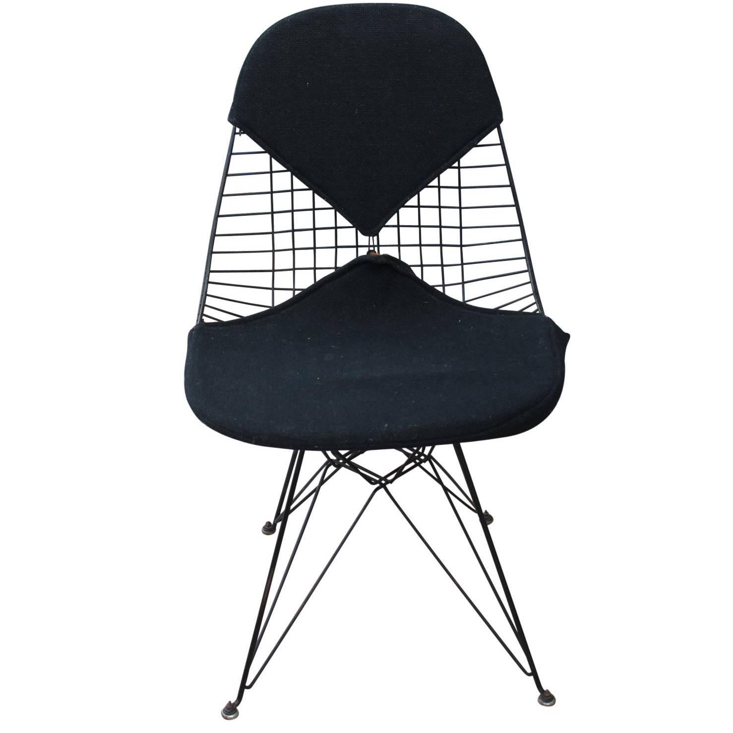 Early Eames Herman Miller Black Bikini Modern Wire Chair