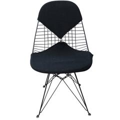 Vintage Early Eames Herman Miller Black Bikini Modern Wire Chair