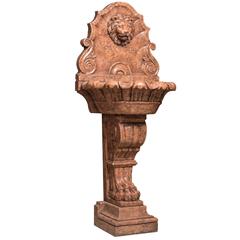 Neoclassical Italian Marble Wall Fountain with Lion Head