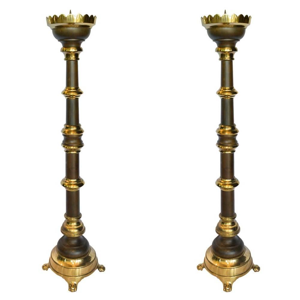 Pair of Tall Floor Candlesticks or Torchers For Sale