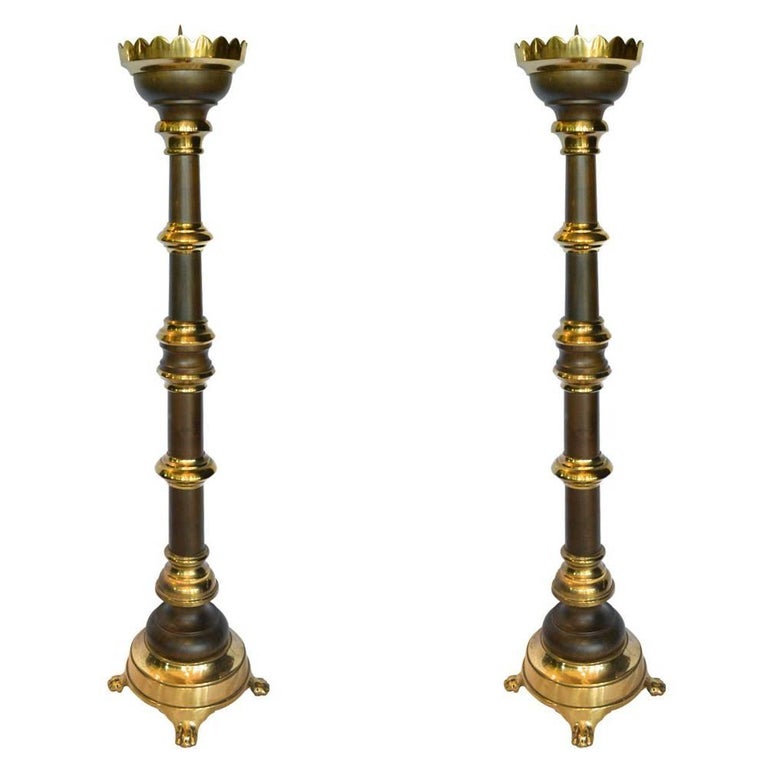 Pair Of Tall Floor Candlesticks Or Torchers For Sale At 1stdibs