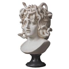 20th Century Sculpture in Marble Portrait of Medusa After the Antique