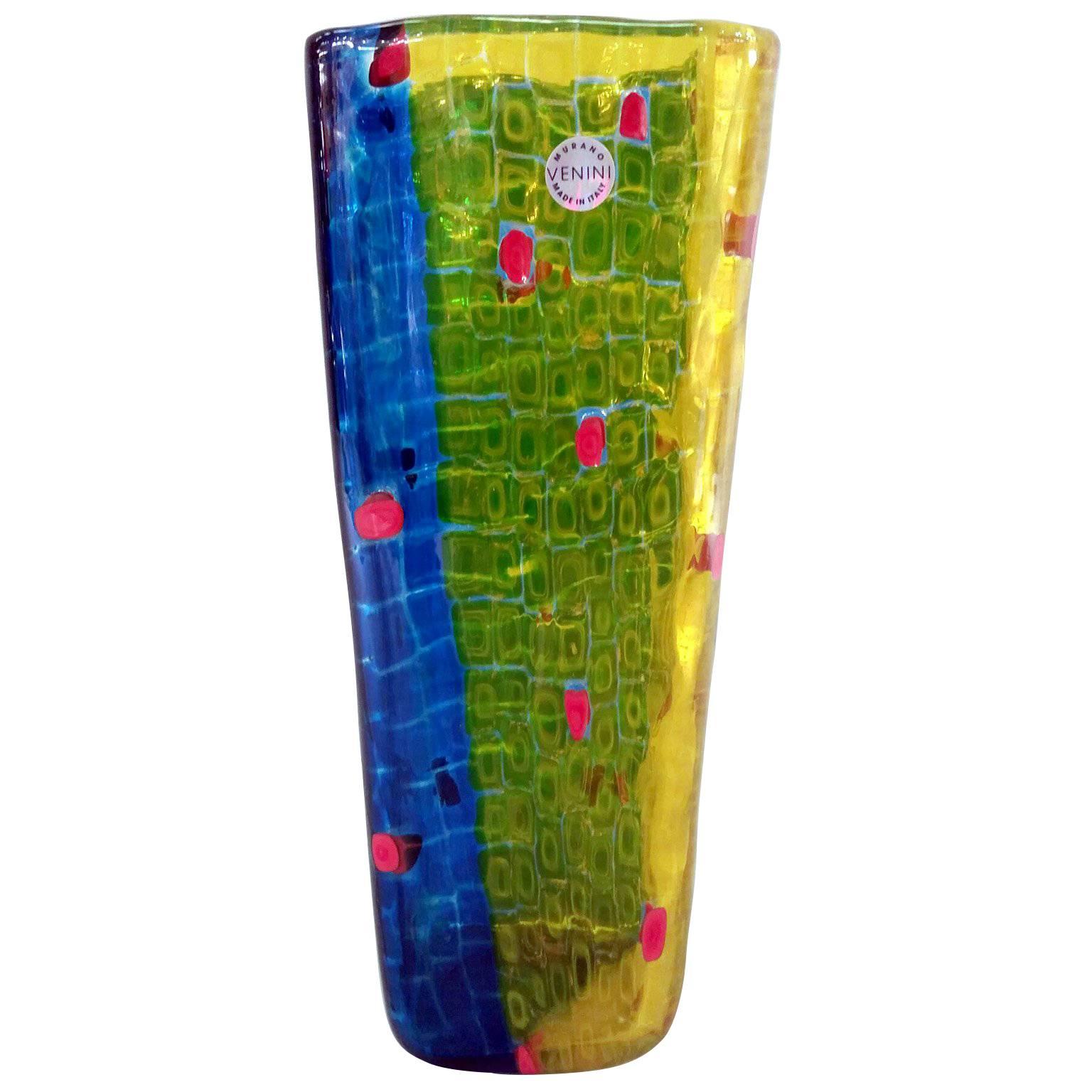 20th Century, Murano Glass Frisage Vase by Versace Venini For Sale