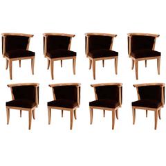 Retro Eight Oak and Velvet Barrel Chairs by Romwebber