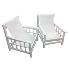 Mallet Stevens Pair of White Lounge Chairs