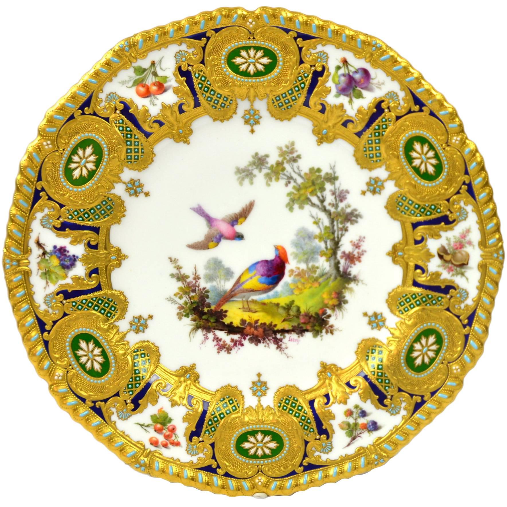 Royal Crown Derby Cabinet Plate by Desire Leroy For Sale