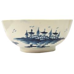 Large First Period Worcester Punch Bowl, in the Precipice Pattern 10
