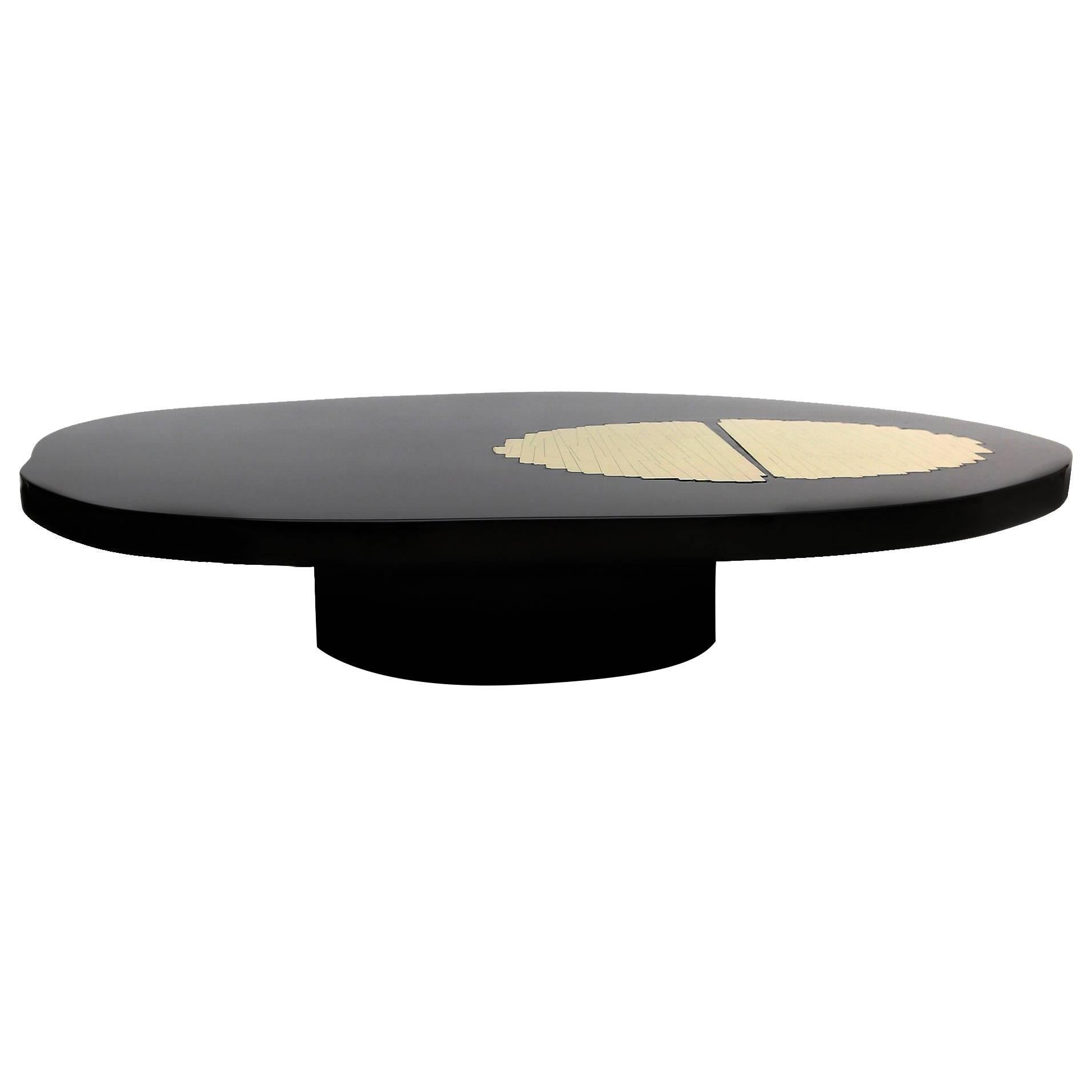 Black Lacquered and Brass High-End Coffee Table