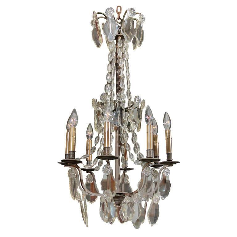 Handsome Glass Bead and Crystal Chandelier For Sale
