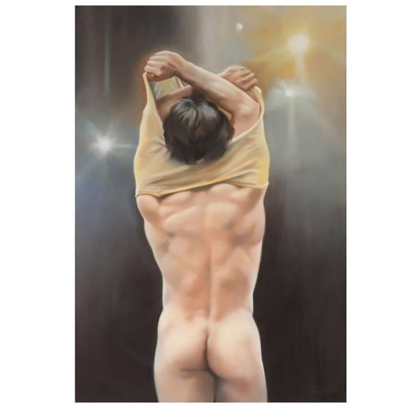 Nude Male Pastel by Beverly Lopez