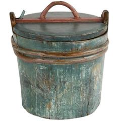 Beautiful Antique Swedish Bucket in Original Paint