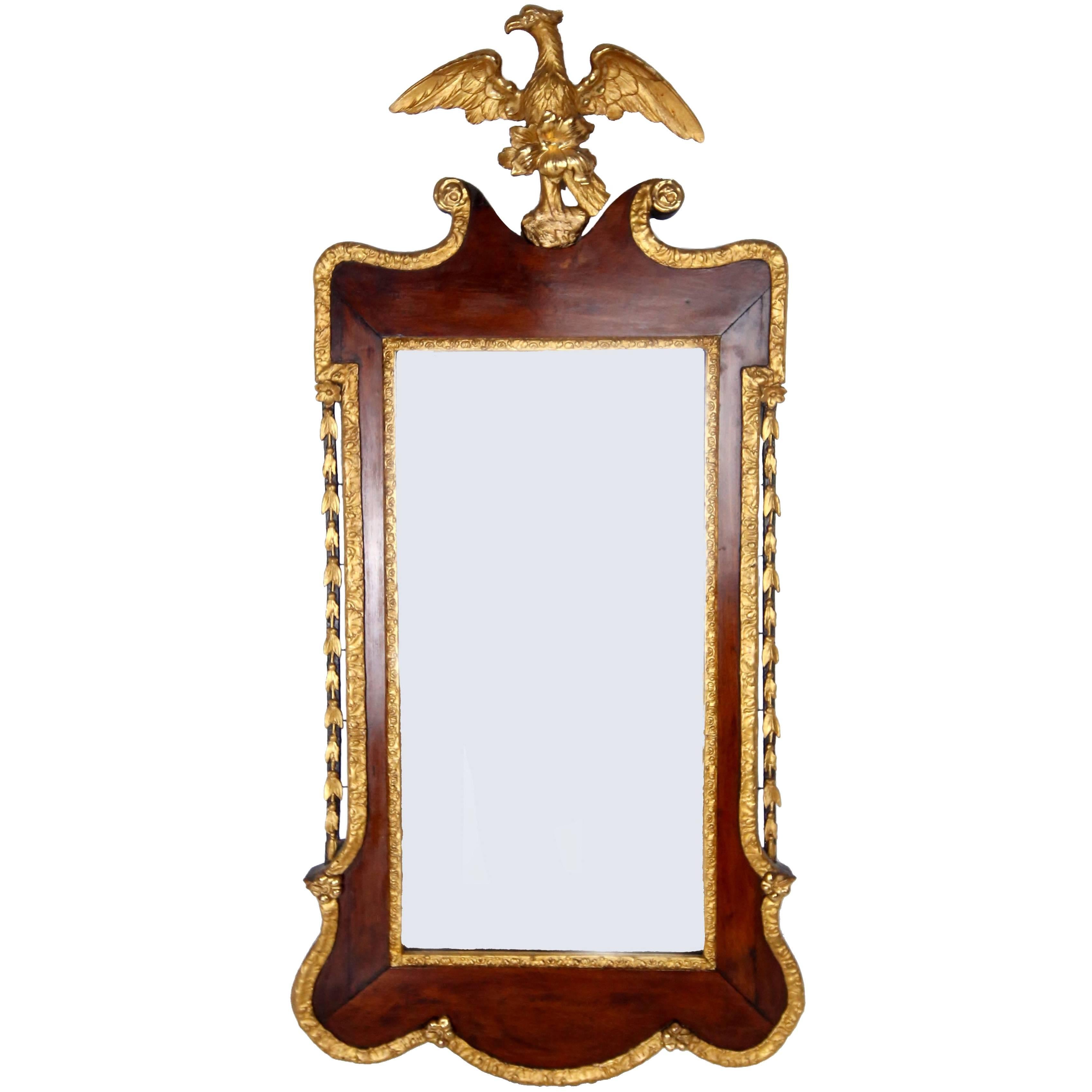 19th Century Centennial Mahogany and Gilt Chippendale Mirror