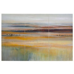 Modern Abstract Landscape Oil on Canvas Tryptique