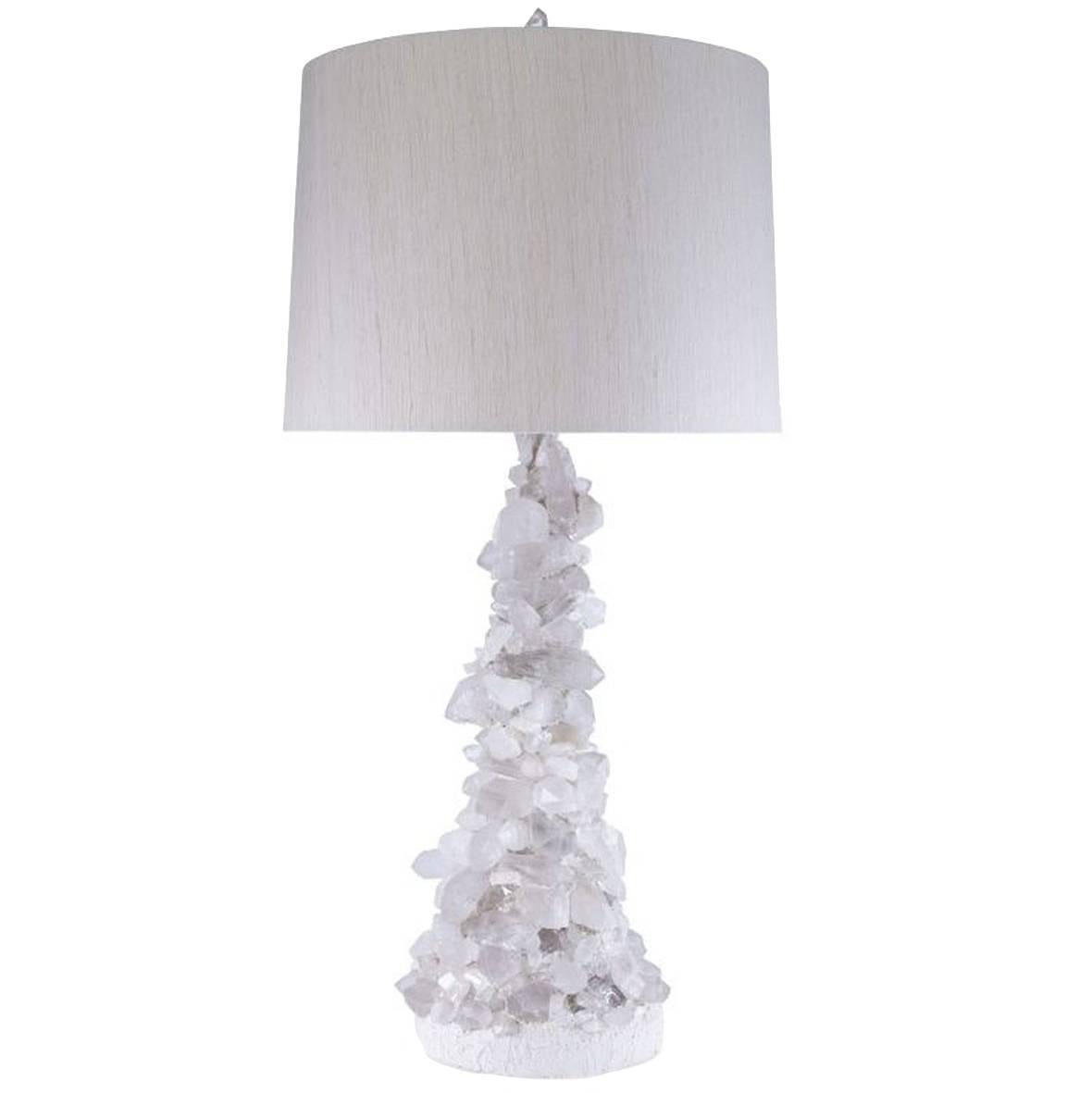 Brutalist White Quartz Table Lamp For Sale