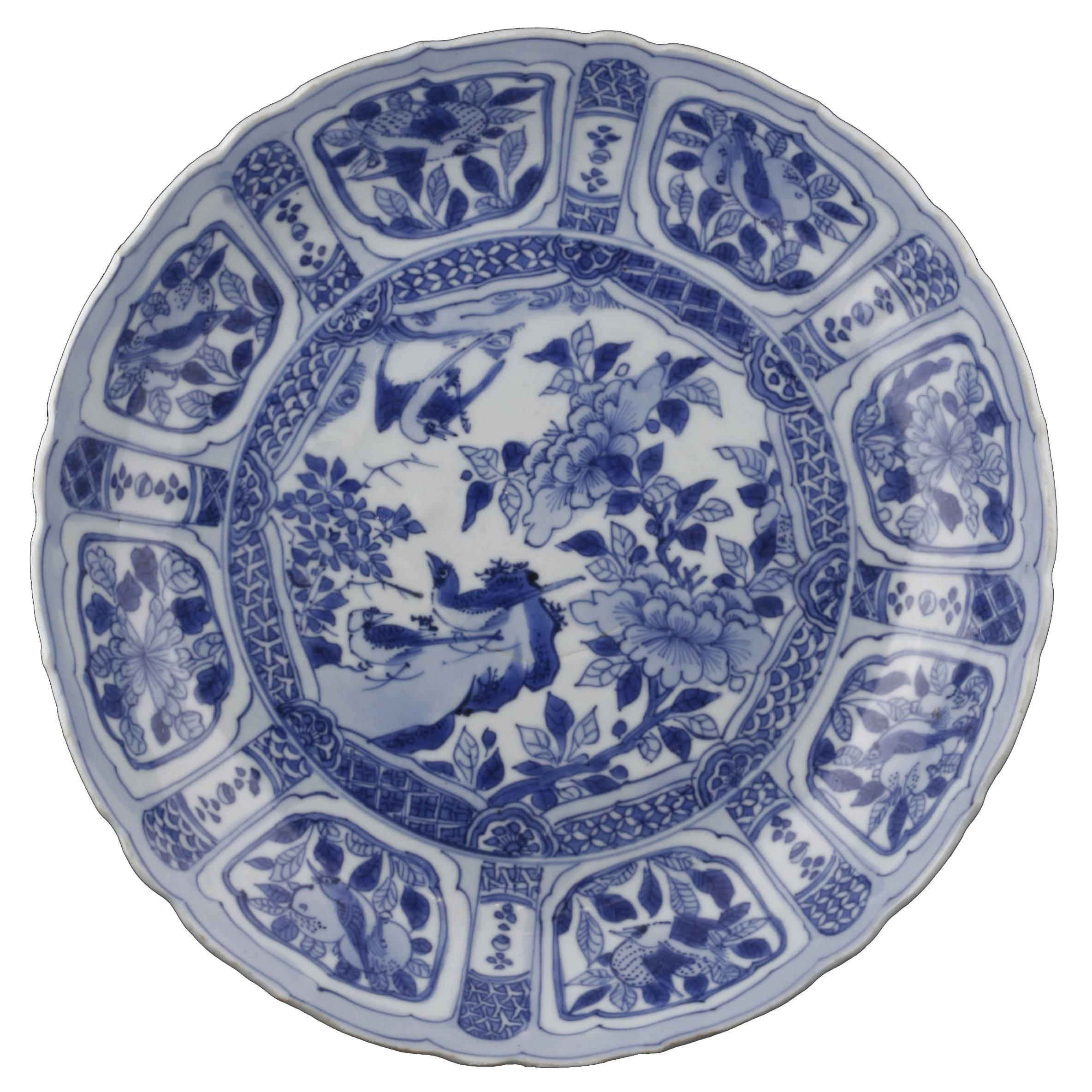 Wan Li Period, Porcelain Round Dish of China in Blue For Sale