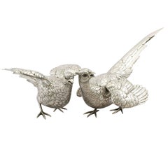 Antique German Silver Table Pheasants