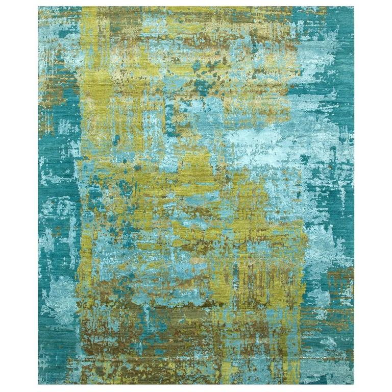 Modern Contemporary Design Rug Turquoise For Sale at 1stdibs