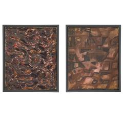 Pair of 1950s Abstract Oil Paintings