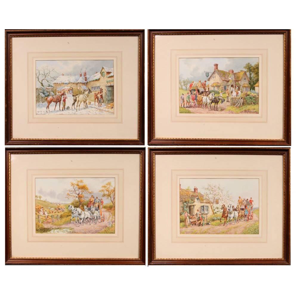 Henry Murray ‘Active 1850-1860’ Series of Four Fine Watercolors on Paper