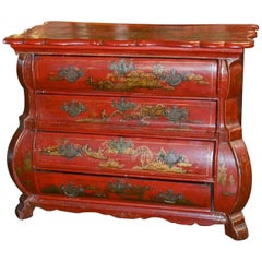 18th Century Dutch Red Chinoiserie Chest