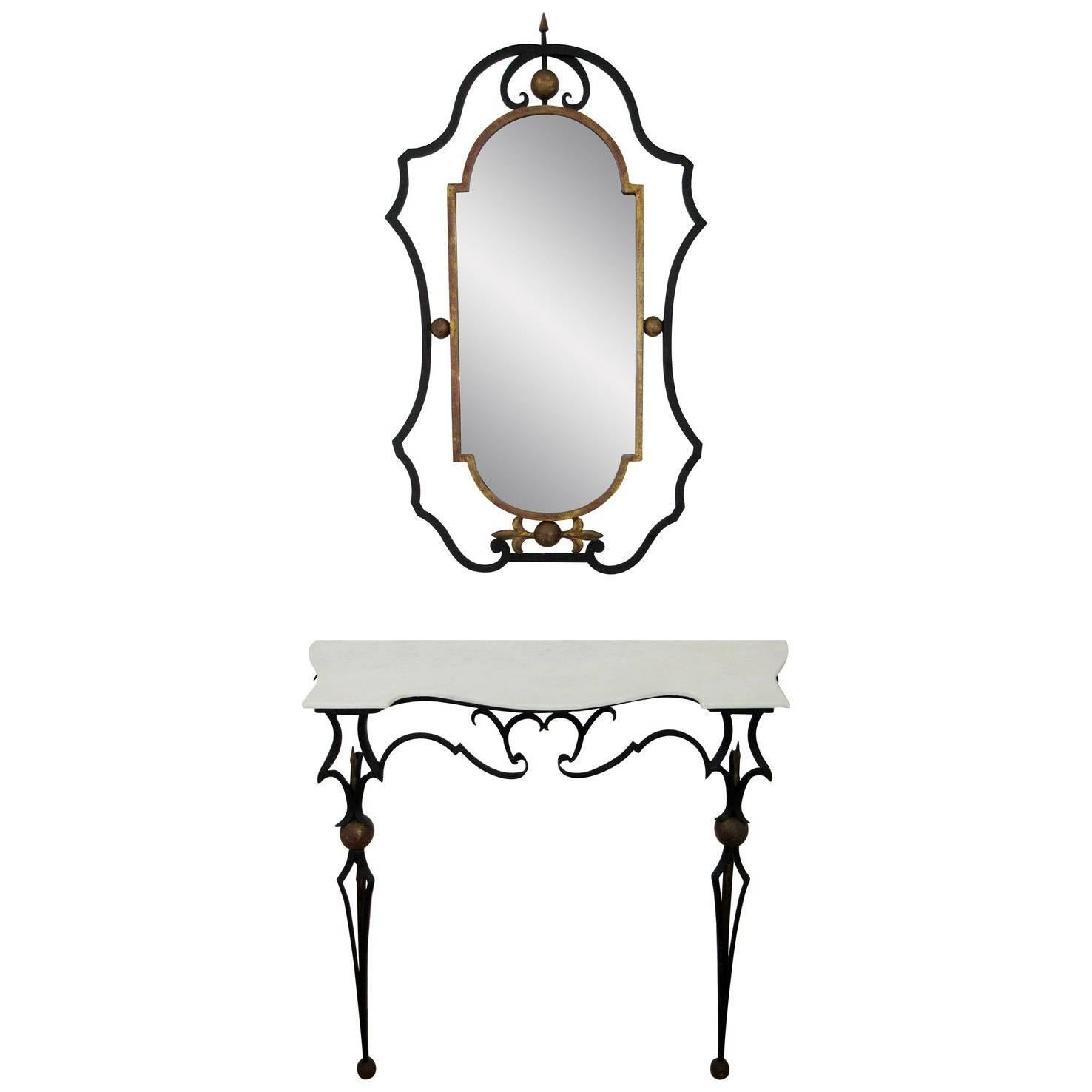 Italian Marble-Top Console and Mirror by Palladio