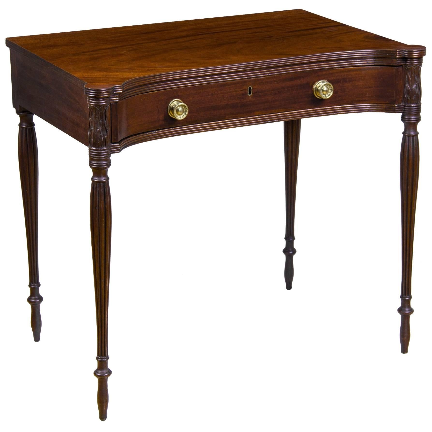 Concave Mahogany Federal, Sheraton Dressing, Writing Table, Salem MA, 1800 For Sale