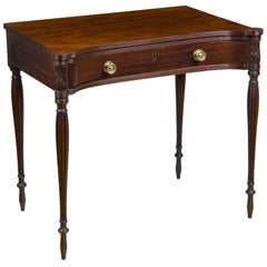 Antique Concave Mahogany Federal, Sheraton Dressing, Writing Table, Salem MA, 1800