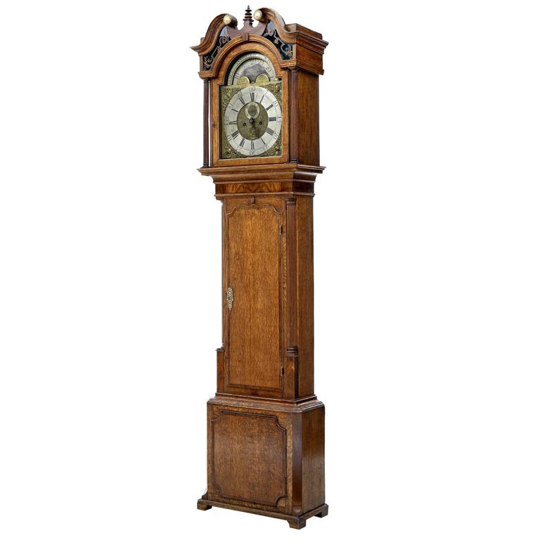 Eichen Standuhr James Sandiford aus Manchester, aus dem 18. Jahrhundert 1