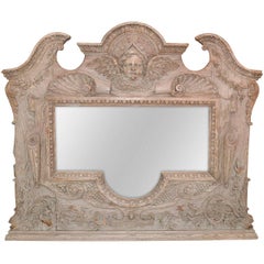 Antique 19th Century Italian Carved Oak Mirror