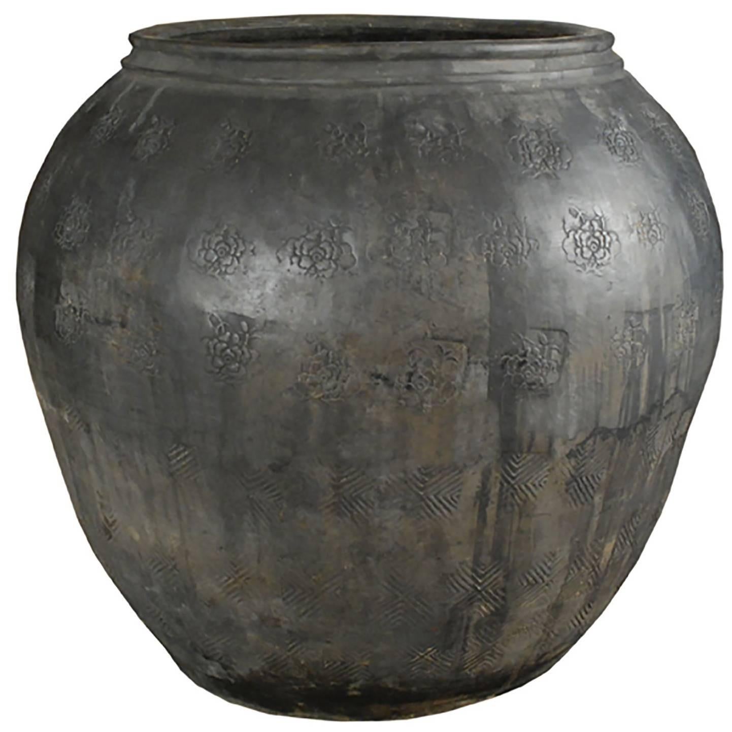 Chinese Stamped Clay Jar