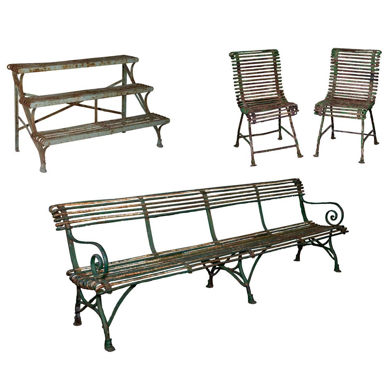 19th Century French Arras Garden Furniture, Four-Piece Set