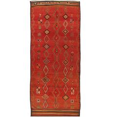 Vintage Red Turkish Oushak Runner