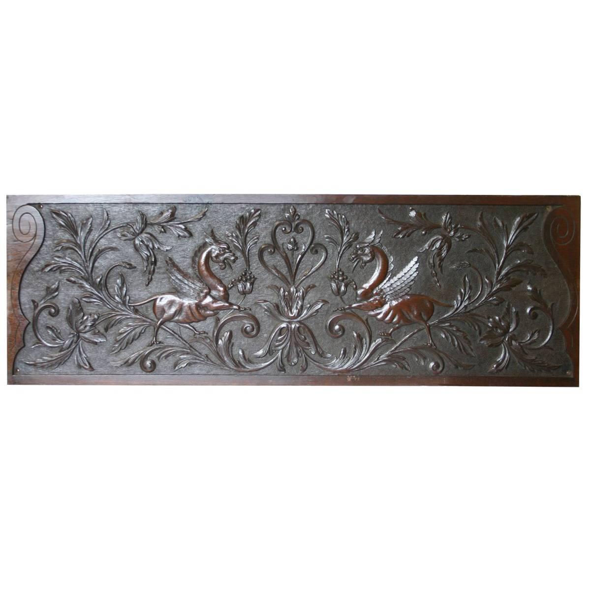 Large 19th Century Carved Oak Panel