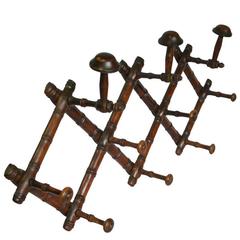 Early 20th Century French Faux-Bamboo Folding Hat and Coat Rack