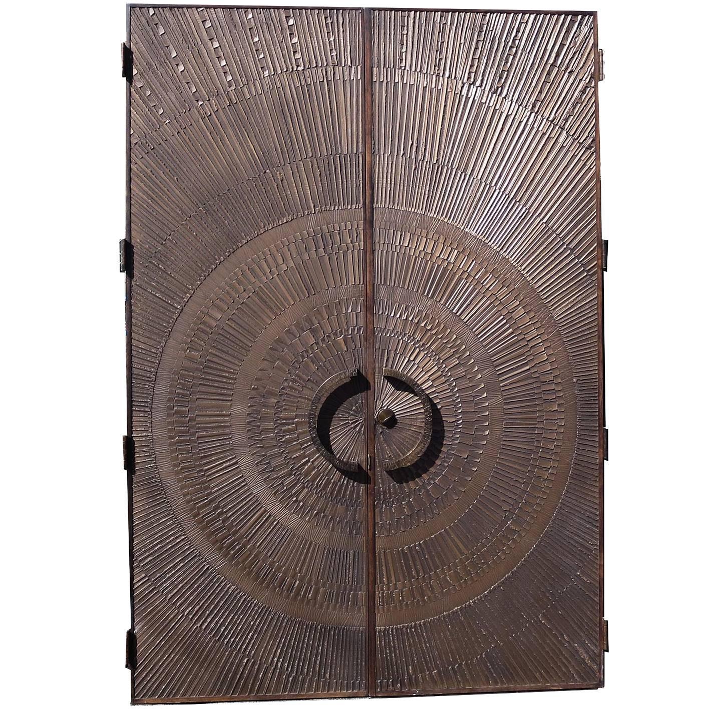 Massive "Heroic Sunburst" Double Sided Bronze Doors by Forms + Surfaces